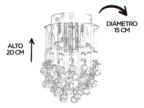 Candil 1 Luz Cristal Cortado Will Esfera Mini Petit Gamalux M10915/1 Color Cromado