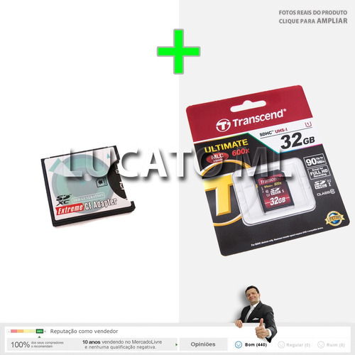 Cartão Sd 32gb + Adaptador Compact Flash P/ Sd |12x S/ Juros