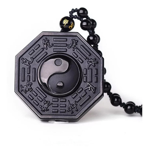 Collar De Obsidiana Piedra Natural Ying Yang Taiji-bagua