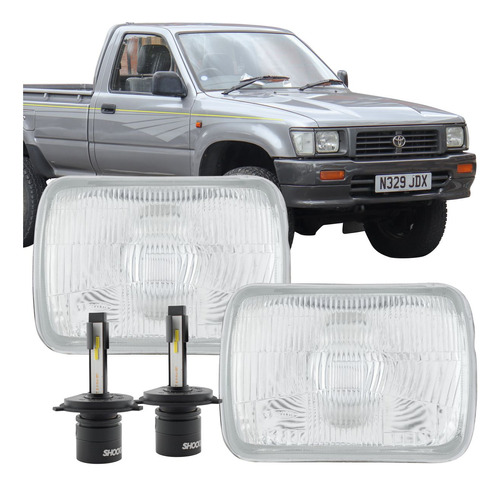 Par Farol Lente Vidro Cristal Toyota Hilux 1991 Á 2001 +led