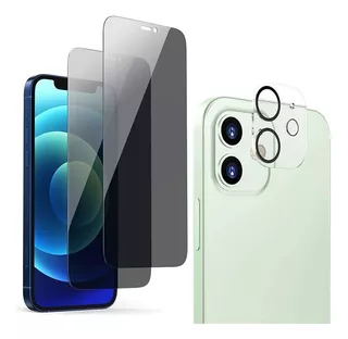[4 En 1] Para iPhone Privacidad Vidrio Mica + Lente Cámara