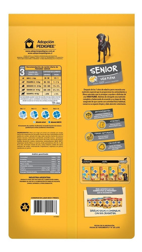 Alimento Pedigree Vida Plena senior 7 + años para perro senior todos los tamaños sabor carne y vegetales en bolsa de 8kg