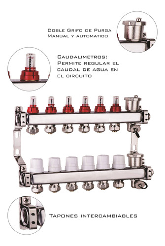 Colector De 6 Circuitos Acero Inoxidable Piso Radiante