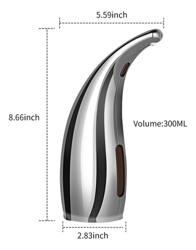 Dispensador Automático De 300 Ml Menos De Jabón Para Baño/co