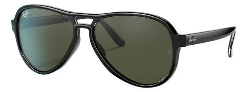 Anteojos de sol Ray-Ban Vagabond Standard con marco de nailon color polished black, lente green de cristal clásica, varilla polished black de nailon - RB4355