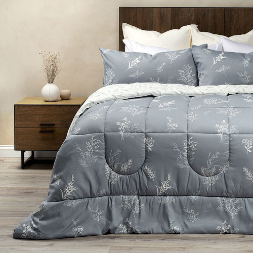 Plumón Reversible Soft Touch Astrid Gris/blanco King