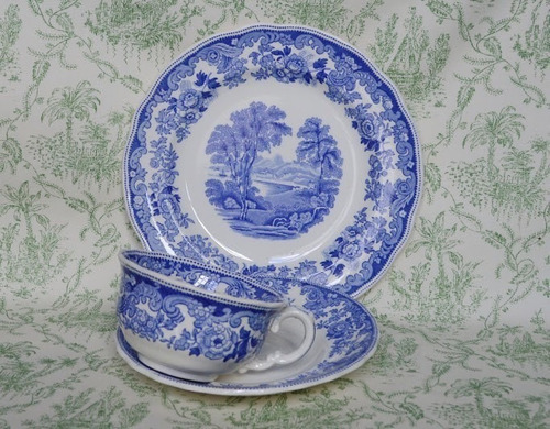 Trio Para Te Loza Copeland Spode England Severn Azul C1942