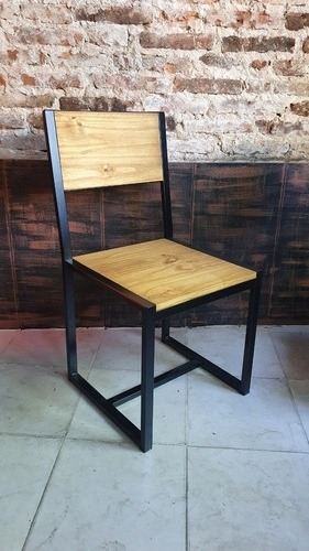 Imagen 3 de 6 de Silla Industrial Hierro Y Madera Maciza Reforzada 40x45x80cm