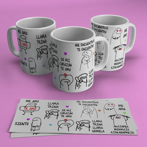 Imagen 6 de 10 de Diseños Plantillas Sublimar Taza Flork Cancioncitas De Amor