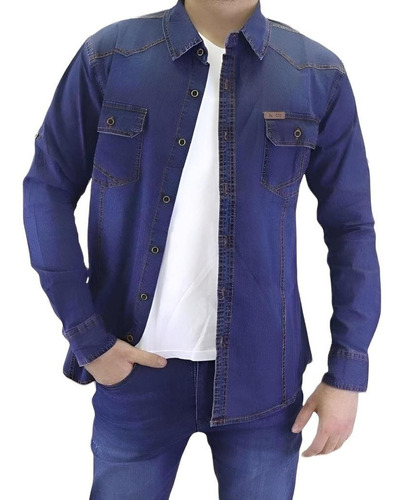 Camisa Jeans Mezclilla Hombre