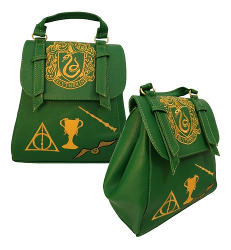 Mochila Slytherin Escolar Harry Potter Bolsa Piel Sintética 