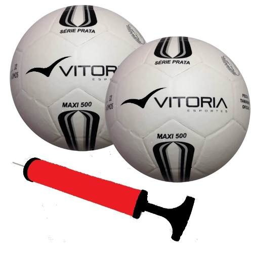2 Bolas Futsal Vitoria Prata Max Top 500 + Bomba