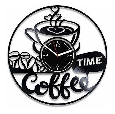 Rainbowclocks - Reloj De Pared De Vinilo Para Cafe Cafe Ca