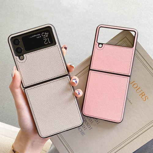 Funda De Piel De Lujo De Color Morado Para Galaxy Z Flip 5 4 3 6 Z Flod 2 3 4 5 6 Find N2 N3 X Flip Xiaomi Mixflip Mix Flip