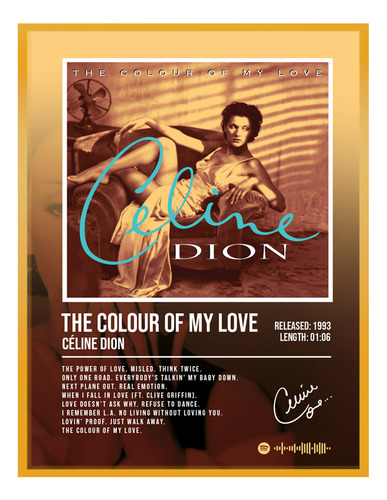 Poster Celine Dion Colour Of Love Music Firma 80x40