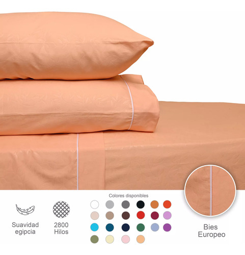 Sábana King Size 2800 Hilos Extra Suave Flores Peach Fuzz