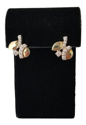 Aretes Para Mujer Circonita Lámina Oro 18k Joya En Plata