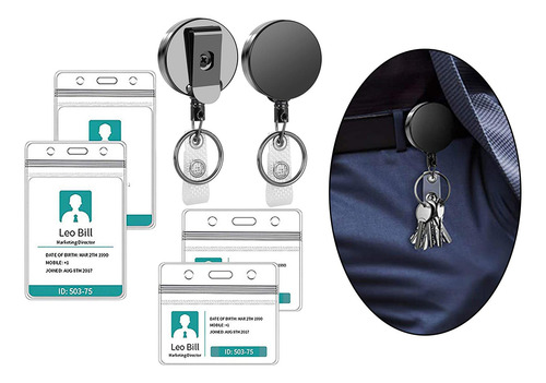 2x Soportes Retráctiles Para Insignias, Clip Para Etiqueta
