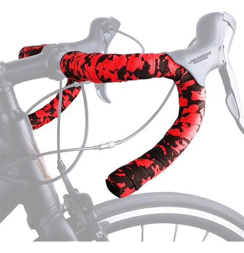 Cintas De Manubrio Para Bicicleta Camuflaje Antiderrapante Color Rojo-negro