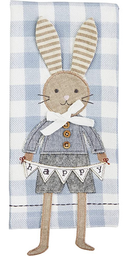 Mud Pie Easter Bunny Dangle Leg Towel, Boy Bunny, 21  X 14 