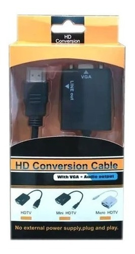 Adaptador Cable De Conversión Hdmi A Vga + Aduio Hd