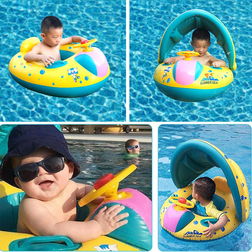 Flotador Inflable Infantil Con Sombrilla 60 Cm Pvc