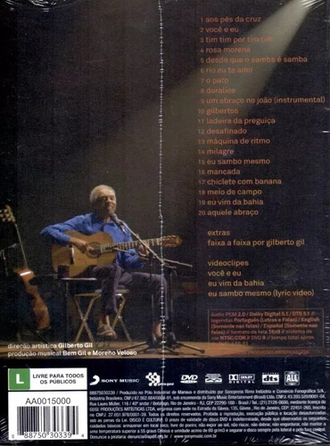 Dvd Gilberto Gil Gilbertos Samba Ao Vivo - 1ª Edição Lacrado