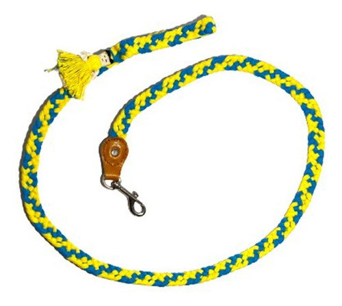 Correa Para Perro Artesanal Oaxaqueña 1.50 M Tejido A Mano Color Azul / Amarillo