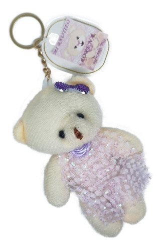 Recuerdo Bautizo Niña 6 Pz Llavero De Oso De Peluche