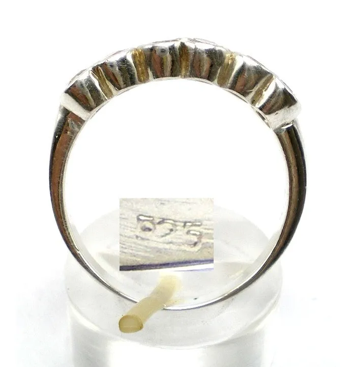Anillo De Plata 925 Y Zafiros Blancos Tres Rosetas