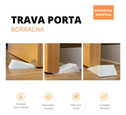 Imagem 3 de 7 de Prendedor Fixador Trava Porta Borracha Branco Comfort Door