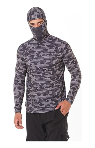 Camisa Ninja Preto Camuflado Gg Proteção Uv Ação Repelente