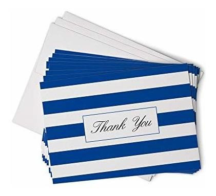 48 Tarjeta... Tarjetas De Agradecimiento Con Rayas Azules 