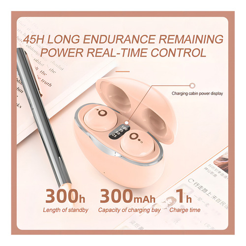Fones de ouvido invisíveis verdadeiramente sem fio com pele colorida Bt 5.3