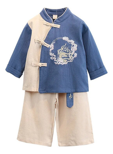 Traje Tang Para Niños Con Bordado De Dragón Ry Hanfu Kung-fu