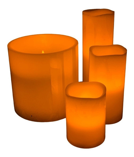 Imagen 4 de 10 de Pack X 4 Velas Velón Led Fanal Centro De Mesa Cera Importada