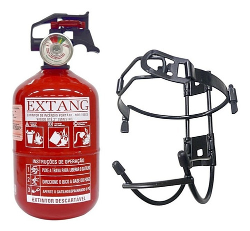 Imagem 1 de 5 de Extintor Abc Automotivo 1kg Gordinho/bujão Extang + Suporte