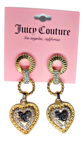 Aretes Juicy Couture Poste Largos Super Heart Corazón 