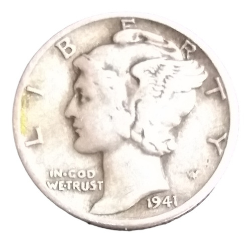 Moneda 10 Centavos Dolar Plata  Mercury Años 40´s Envío $59