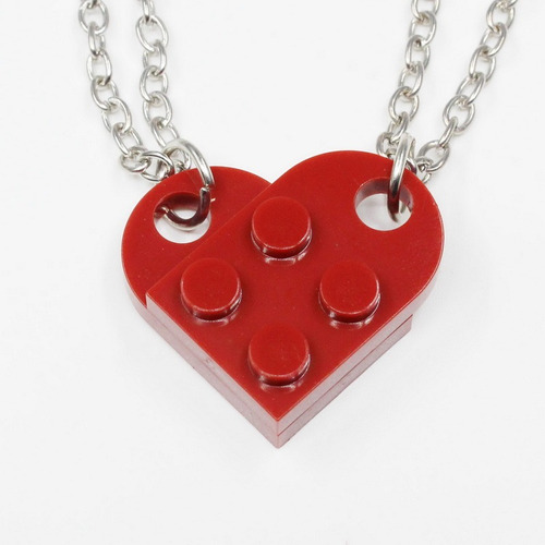 Collar De Corazón Para Parejas Twins Con Diseño De Lego