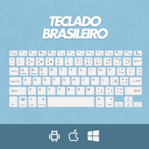 Teclado Sem Fio Bluetooth Recarregável Com Mouse - Azul