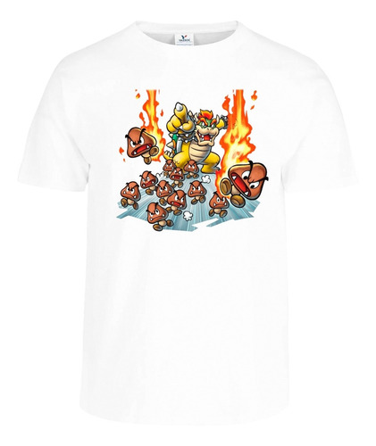 Playera  Bowser Mario Bros Goombas Ataque Colores