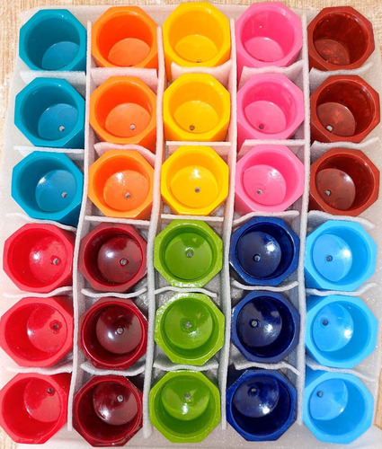 Macetas Pequeñas De Colores (yeso) Caja Con 30 Piezas
