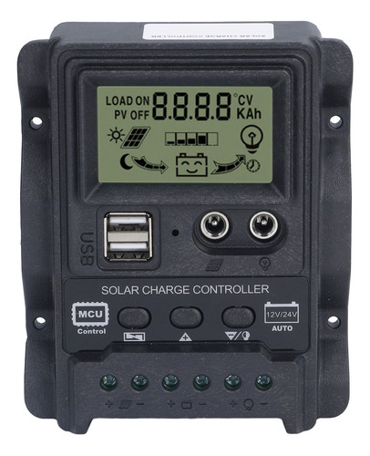 Controlador De Carga Solar Dual Usb Abs Lcd Display Pwm