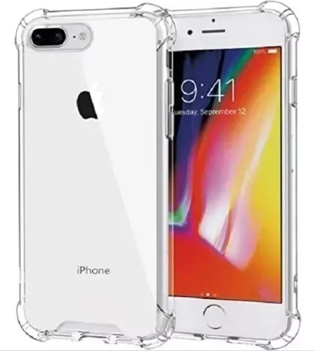 Funda Para iPhone 8 Plus Transparente Fina + Vidrio Templado