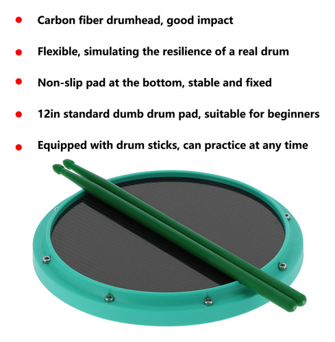 Drum Pad De 12 Polegadas Para Treinamento De Percussão, Fibr