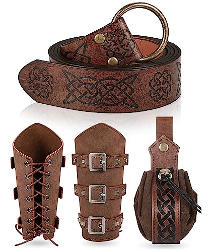 Leifide - Cinturón Medieval Vikingo De Piel Para Cinturón,