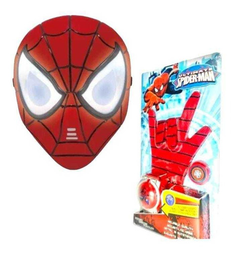 Guantes Lanza Disco Y Máscara De Spiderman Avengers 