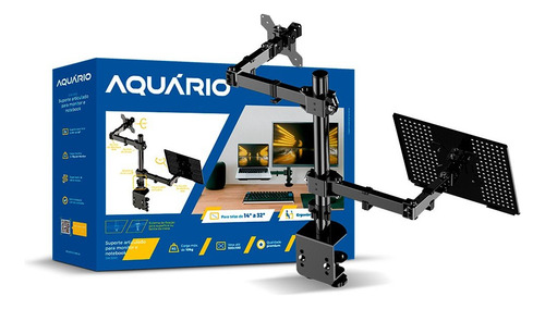 Suporte Duplo Para Monitor 14 A 32 E Notebook Sim-5000 Preto