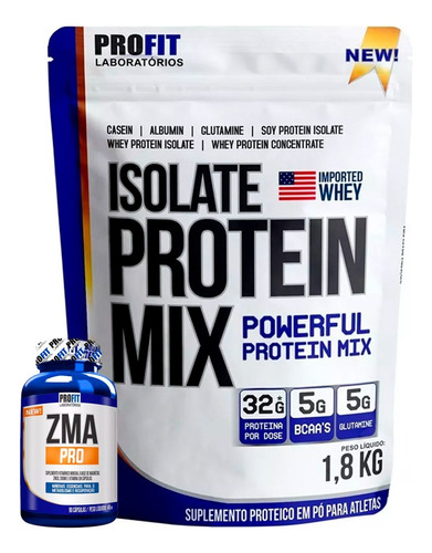 Whey Protein Isolado Mix 1,8kg + Zma Pro - Profit Sabor Cookies And Cream